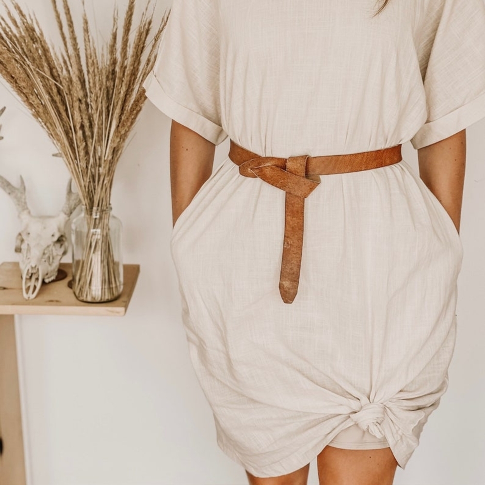 Minimalist Handmade Brown Leather Knot Belt - Etsy - New